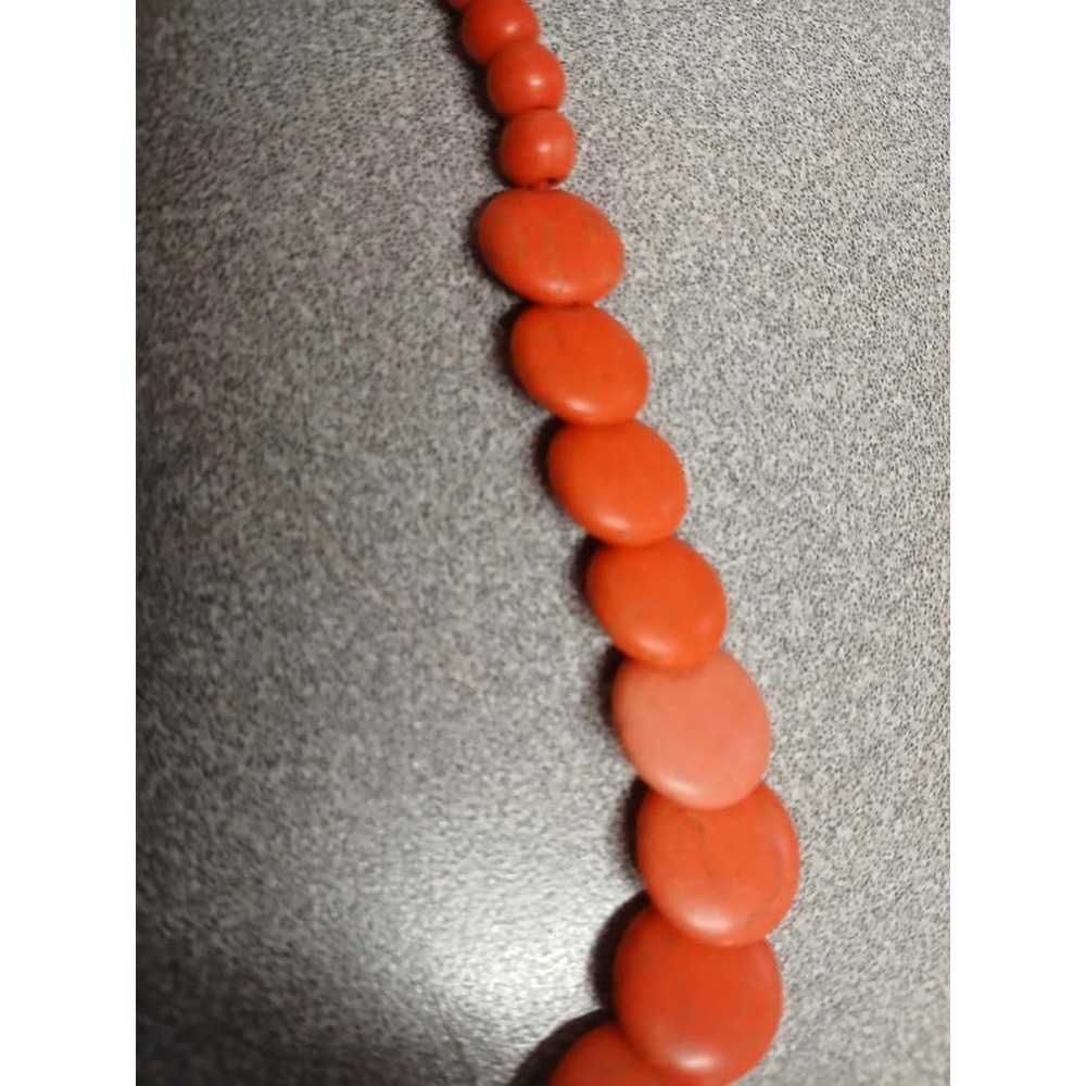 Vintage Graduated Disc Bead Necklace Salmon Large Statement 18" - Picture 5 of 6